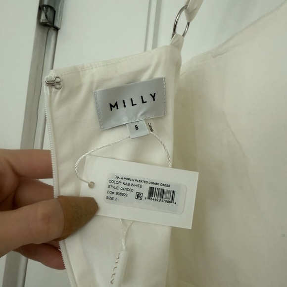 Milly Nala Poplin Pleated Combo Midi-dress
White, 8 - Picture 9 of 10